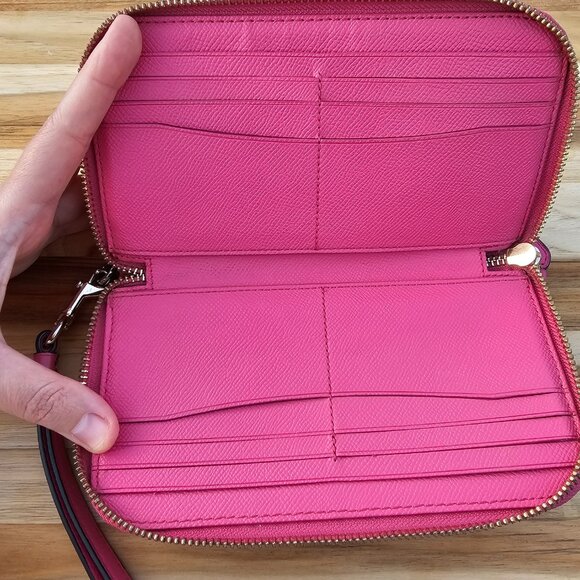 COACH Pink Zip Around Wallet Wristlet Clutch, Pre-owned - Picture 11 of 15
